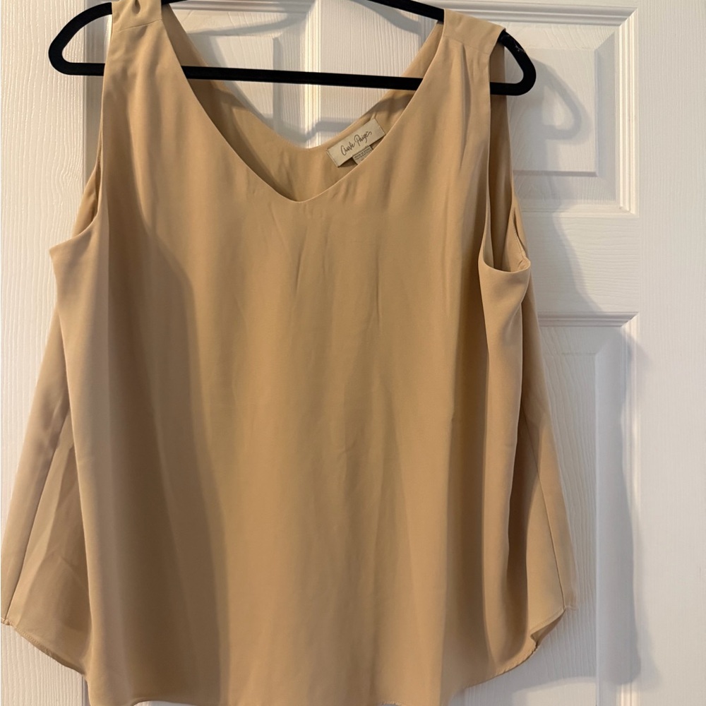 Charlie Paige Tan Sleeveless Blouse